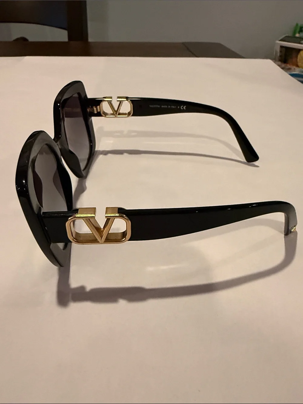 Valentino Black Oversized Square Sunglasses with Dark Lenses